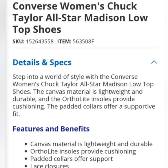 Converse MADISON All Star Chuck Taylor Athletic Tennis Sneaker Black Women 8.5 - Picture 4 of 10